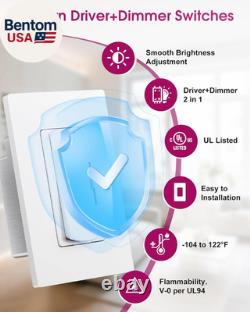 Dimmer Light Switch & 24V 60W Dimmable LED Driver 2 in 1, UL Listed Single-Pole