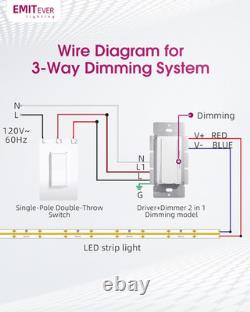 Dimmer Light Switch & 24V 60W Dimmable LED Driver 2 in 1, UL Listed Single-Pole