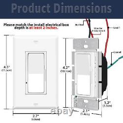 Dimmer Light Switch 3-Way 15A 120-277V LED / Incandescent / CFL ETL Listed 10PCS