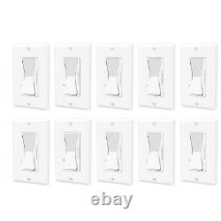 Dimmer Light Switch 3 Way 15A 120V for CFL 600W LED 150W with Plate Cover 10Pack