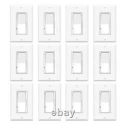 Dimmer Light Switch 3-Way Neutral Wire LED CFL Not Required with Plate ETL 12PCS