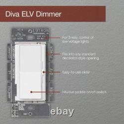 Diva Dimmer Switch for Electronic Low Voltage, 300-Watt/Single-Pole or 3-Way