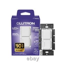 Dual Dimmer Timer Switch for LED Bulbs & Fans, 65W, Single-Pole, White
