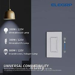 ELEGRP Digital Dimmer Light Switch for 300W Dimmable LED/CFL Lights and 600W