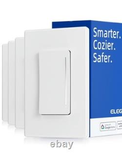 ELEGRP Smart Dimmer Light Switch DTR10, Single Pole Setup, Pole, White