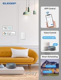 ELEGRP Smart Dimmer Light Switch DTR10, Single Pole Setup, Pole, White
