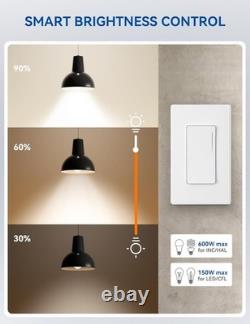 ELEGRP Smart Dimmer Light Switch DTR10, Single Pole Setup, Pole, White
