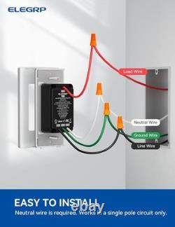 ELEGRP Smart Dimmer Light Switch DTR10, Single Pole Setup, Pole, White