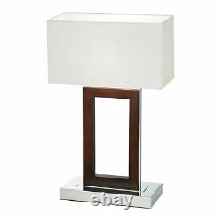 ENDON 60W PORTAL Bedside / Living Room Table Lamp Dark Wood & Chrome 0195-DW