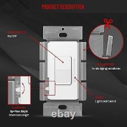 ENERLITES Decorator Slide Dimmer Switch and Wall Plate, On/Off Rocker, Single