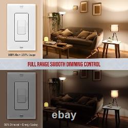 ENERLITES Decorator Slide Dimmer Switch and Wall Plate, On/Off Rocker, Single