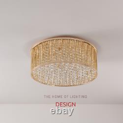 Emilia Design Large Crystal Drum Flush Ceiling Light, Gold RRP £295