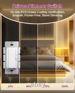 Emitever Dimmer Light Switch 24V 60W Dimmable Led Driver 2 In 1 2Pk Single-Pole