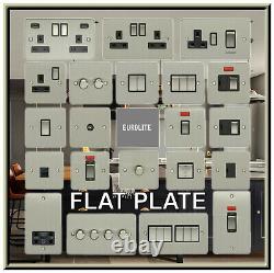 Flat Plate Brushed Steel Led Or Standard Dimmer. Light Switch. Socket Outlet Etc