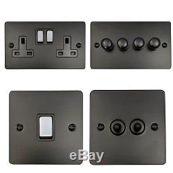 Flat Plate Matt Black FFB3 Light Switches, Plug Sockets, Dimmer Switch, Toggle