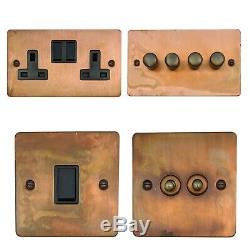 Flat Tarnished Copper FTCB Light Switches, Plug Sockets, Dimmers, Cooker, Fuse