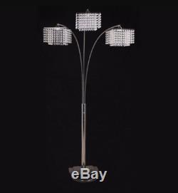 Floor Lamp Lighting Fixture 3-Crystal With Dimmer Switch 40-Watts Metal Gray New