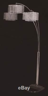 Floor Lamp Lighting Fixture 3-Crystal With Dimmer Switch 40-Watts Metal Gray New