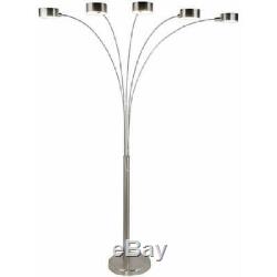 Floor Lamp Shade with Dimmer Switch 5-Arc Brushed Steel Adjustable Light Fixture