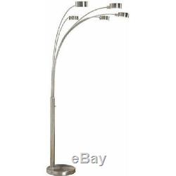 Floor Lamp Shade with Dimmer Switch 5-Arc Brushed Steel Adjustable Light Fixture