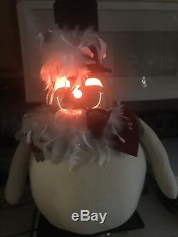 Folk Art Snowman Christmas Gourd Doll With Dimmer Switch Light