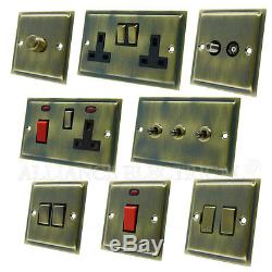 Full Range Slimline Antique Brass Dark Bronze Light Switch Socket Outlet Dimmer