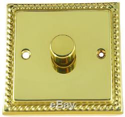 G&H Monarch Roped Polished Brass 1 2 3 4 Gang V-Pro LED Dimmer Light Switches
