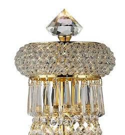 Gold Crystal Table Lamp 5 Light Large Curved Round spheres hexagonal drops
