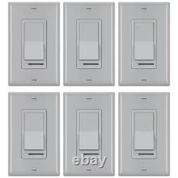 Gray Rocker Dimmer Switch for Dimmable LED, Halogen and Incandescent Bulbs, Sing