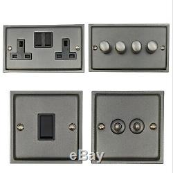 Highline Pewter HPB Light Switches, Plug Sockets, Dimmers, TV, Fuse, Cooker, USB
