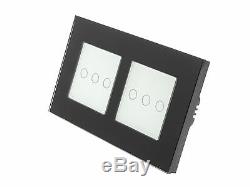 I LumoS Modern Black Glass Frame Touch, Dimmer, Remote & WIFI LED Light Switches