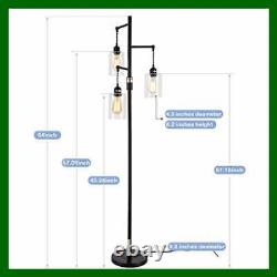 Industrial Floor Lamp W On/Off Dimmable Switch 3 Head Rustic Tree Standing Ediso