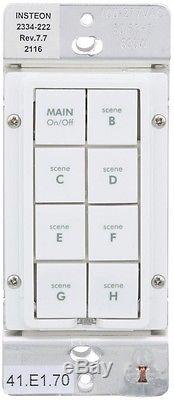 Insteon 8 Button Dimmer Keypad White Keypad Switch Button Wall Light Home