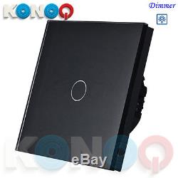 KONOQ Luxury Glass Panel Touch LED Light Smart Switch DIMMER, Black, 1Gang/1Way