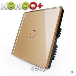 KONOQ+ Luxury Glass Panel Touch LED Light Smart Switch DIMMER, Gold, 1Gang/1Way