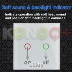 KONOQ+ Luxury Glass Panel Touch LED Light Smart Switch DIMMER, Grey, 1Gang/1Way