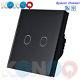 Konoq Luxury Glass Panel Touch Led Light Switch Remote Dimmer, Black, 2gang/1way
