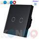 Konoq Luxury Glass Panel Touch Led Light Wall Switch Dimmer, Black, 2gang/1way