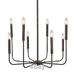 LALUZ 8-Light Rust Kitchen Island Chandelier Pendant with Dimmer Support Switch