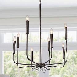 LALUZ 8-Light Rust Kitchen Island Chandelier Pendant with Dimmer Support Switch