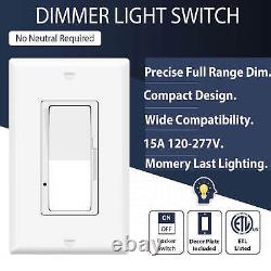 LED Decora Rocker Dimmer, Single & 3-Way Switch, CFL 600W / LED 3W-150W / 20PK