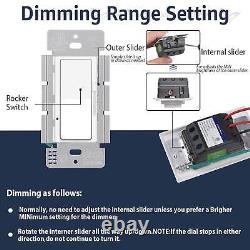 LED Decora Rocker Dimmer, Single & 3-Way Switch, CFL 600W / LED 3W-150W / 20PK