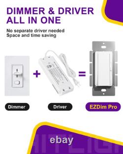 LED Driver and Dimmer Switch in One 60W, 120V AC to 12V DC, Compatible with Most
