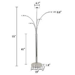 LED Floor Lamp with 5 Curving Lamp Heads & Three-way Touch Dimmer Switch New