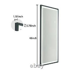 LED Full Length Mirror Wall Mounted Lighted Make Up Mirror Dimmer Touch Switch