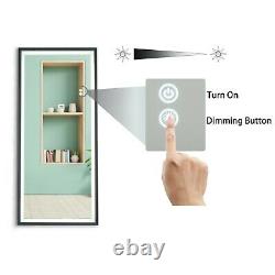 LED Full Length Mirror Wall Mounted Lighted Make Up Mirror Dimmer Touch Switch