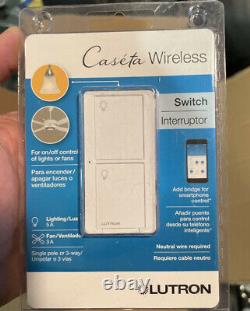 LOT OF 4 Lutron Caseta Wireless In-Wall Light/Fan Switch PD-5ANS-WH-R White NEW