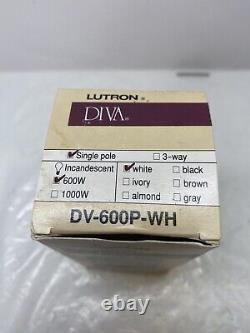 LUTRON DIVA Decora DV-603P-WH White Incandescent Halogen Dimmer 3-Way. Lot of 6