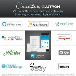 LUTRON Smart Wireless Lighting Dimmer Switch with Wall-Mount Starter Kit, White