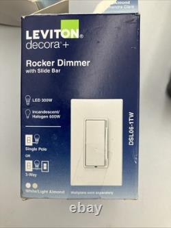 Leviton Dsl06-1tw Decora Rocker Dimmer With Slide Bar (in White) Leviton Dsl06-1tw Decora Rocker Dimmer With Slide Bar (in White)